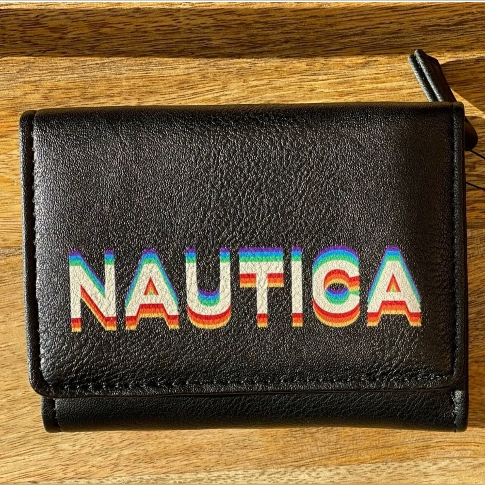 Nautica | Black & Rainbow Pride Tri-Fold Wallet